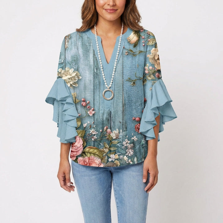 Carmen | Blusa Estampada Manga Volante Mujer Boho