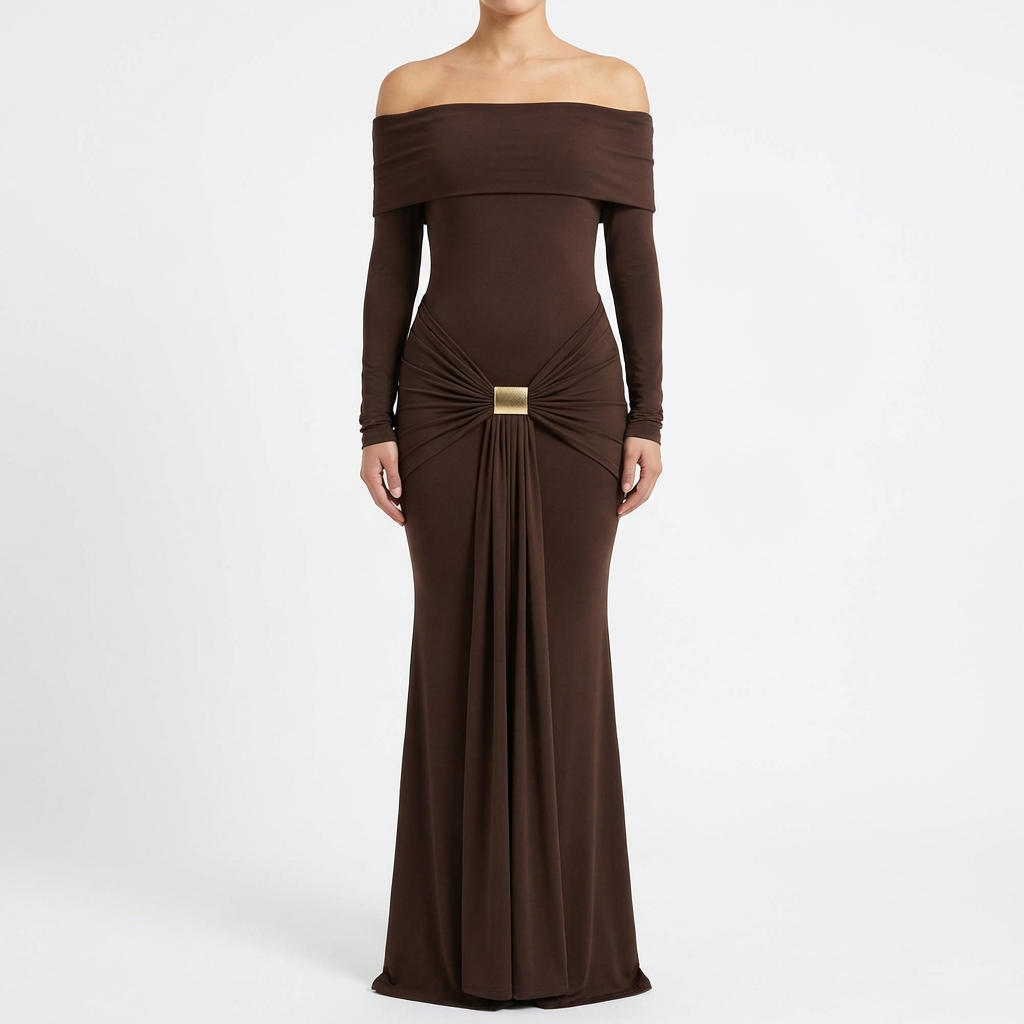 Carmen | Vestido Fiesta Mujer Con Hombros Descubiertos Y Detalle Anudado | Elegante