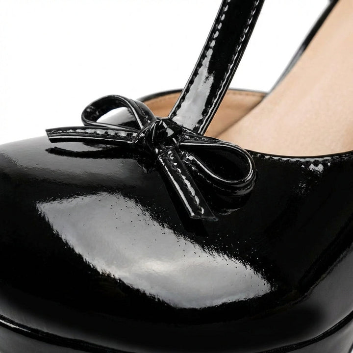 Celia | Zapatos Tacón Alto Tira en T con Lazo Mujer