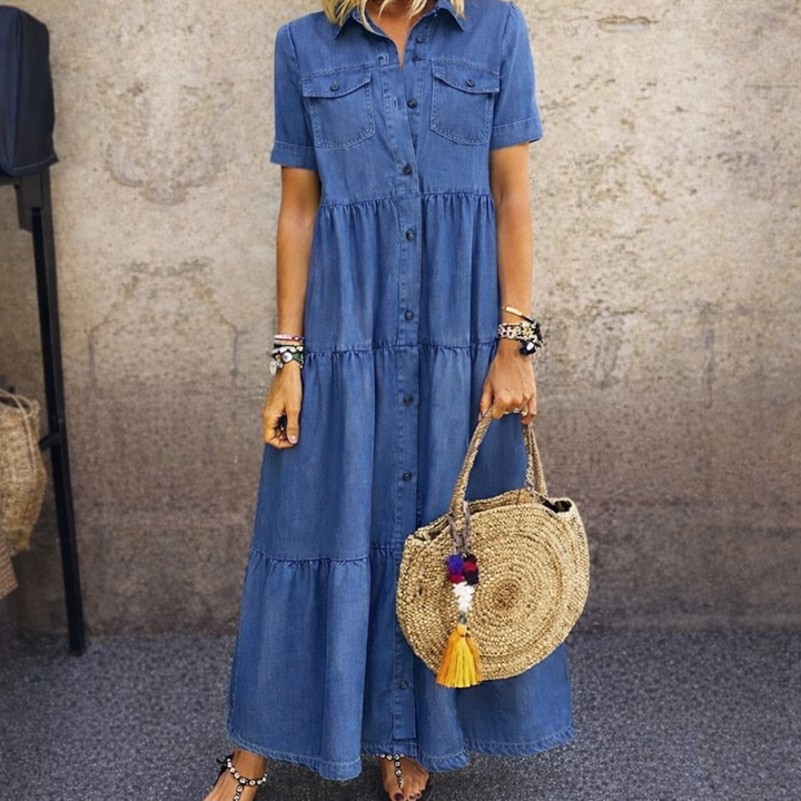 Solène | Robe midi boutonnée
