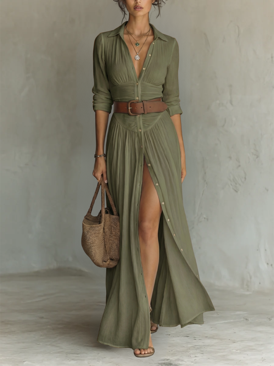 Madeleine | Robe longue boutonnée