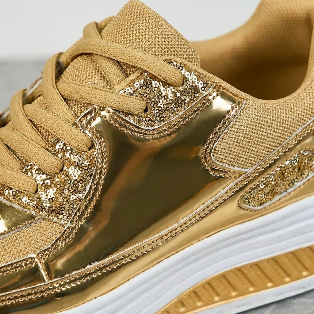 Dorotea | Mujer Zapatillas Plataforma Brillantes Glitter