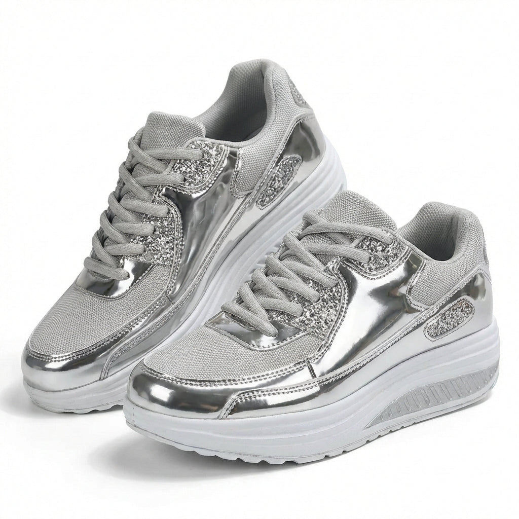 Dorotea | Mujer Zapatillas Plataforma Brillantes Glitter