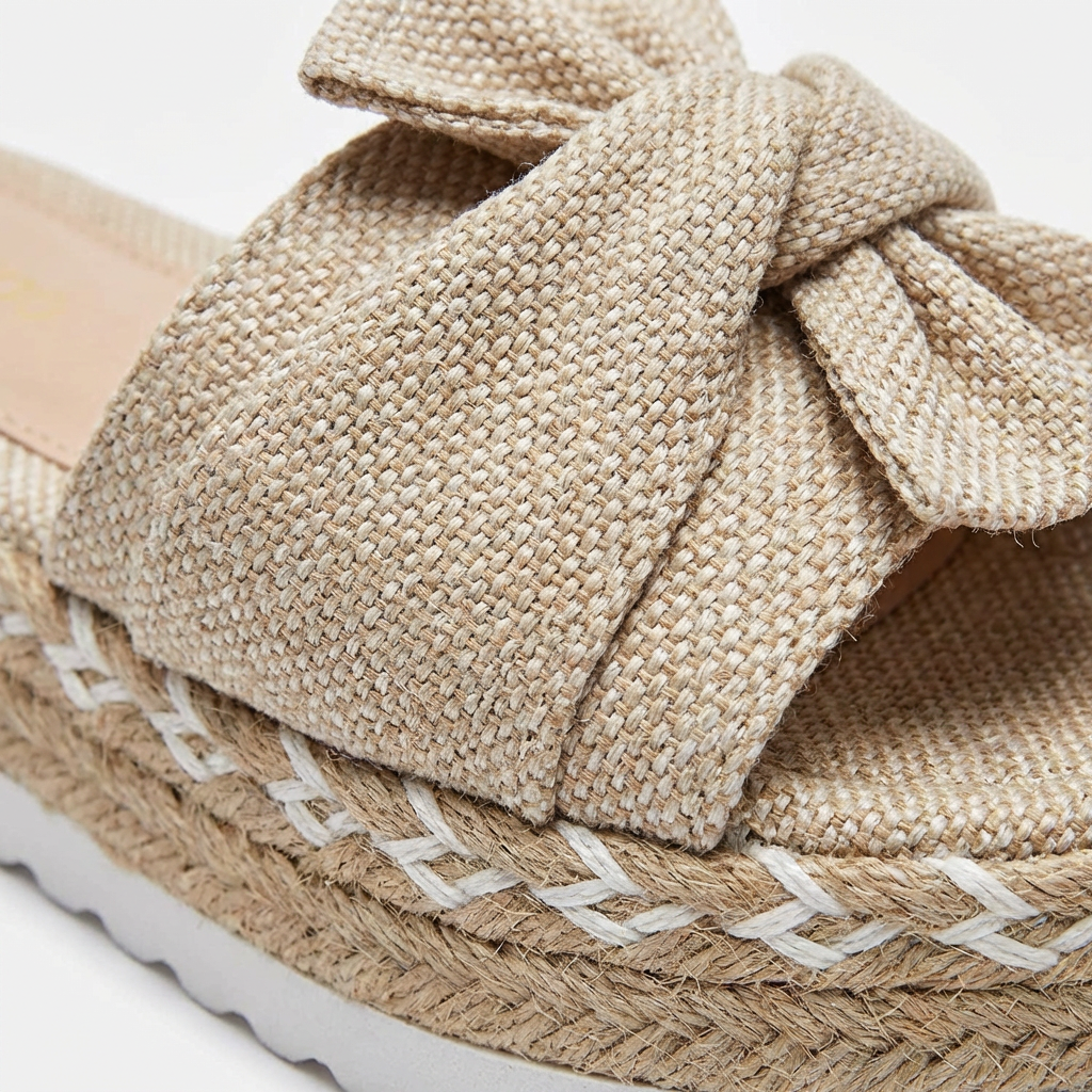 Elena | Sandalias Plataforma Mujer Con Lazo Decorativo Y Puntera Abierta | Veraniego