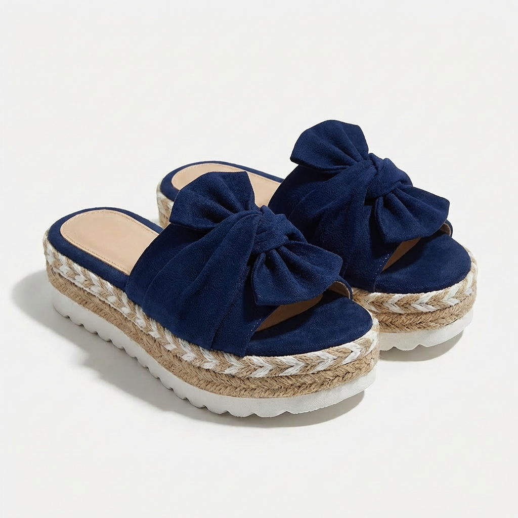 Elena | Sandalias Plataforma Mujer Con Lazo Decorativo Y Puntera Abierta | Veraniego