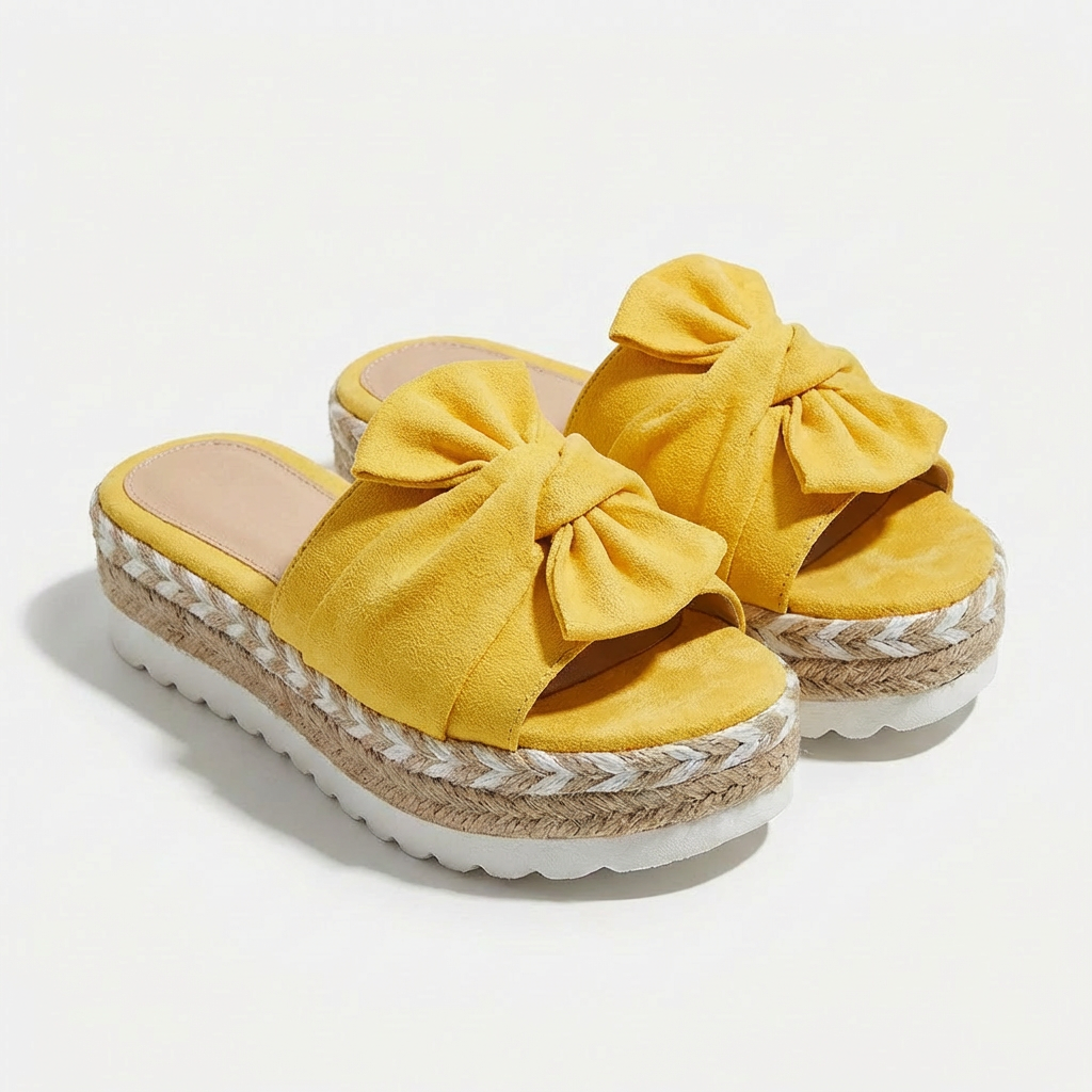 Elena | Sandalias Plataforma Mujer Con Lazo Decorativo Y Puntera Abierta | Veraniego