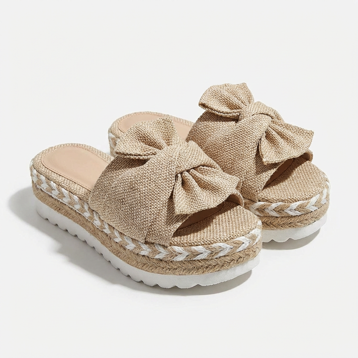 Elena | Sandalias Plataforma Mujer Con Lazo Decorativo Y Puntera Abierta | Veraniego