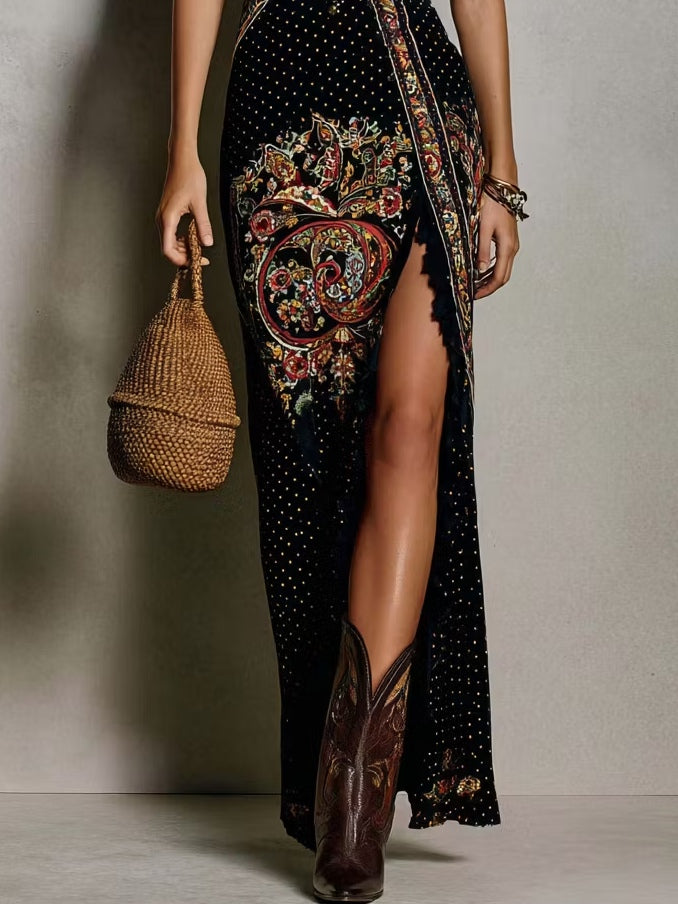 Solène | Robe longue bohème à imprimé ethnique