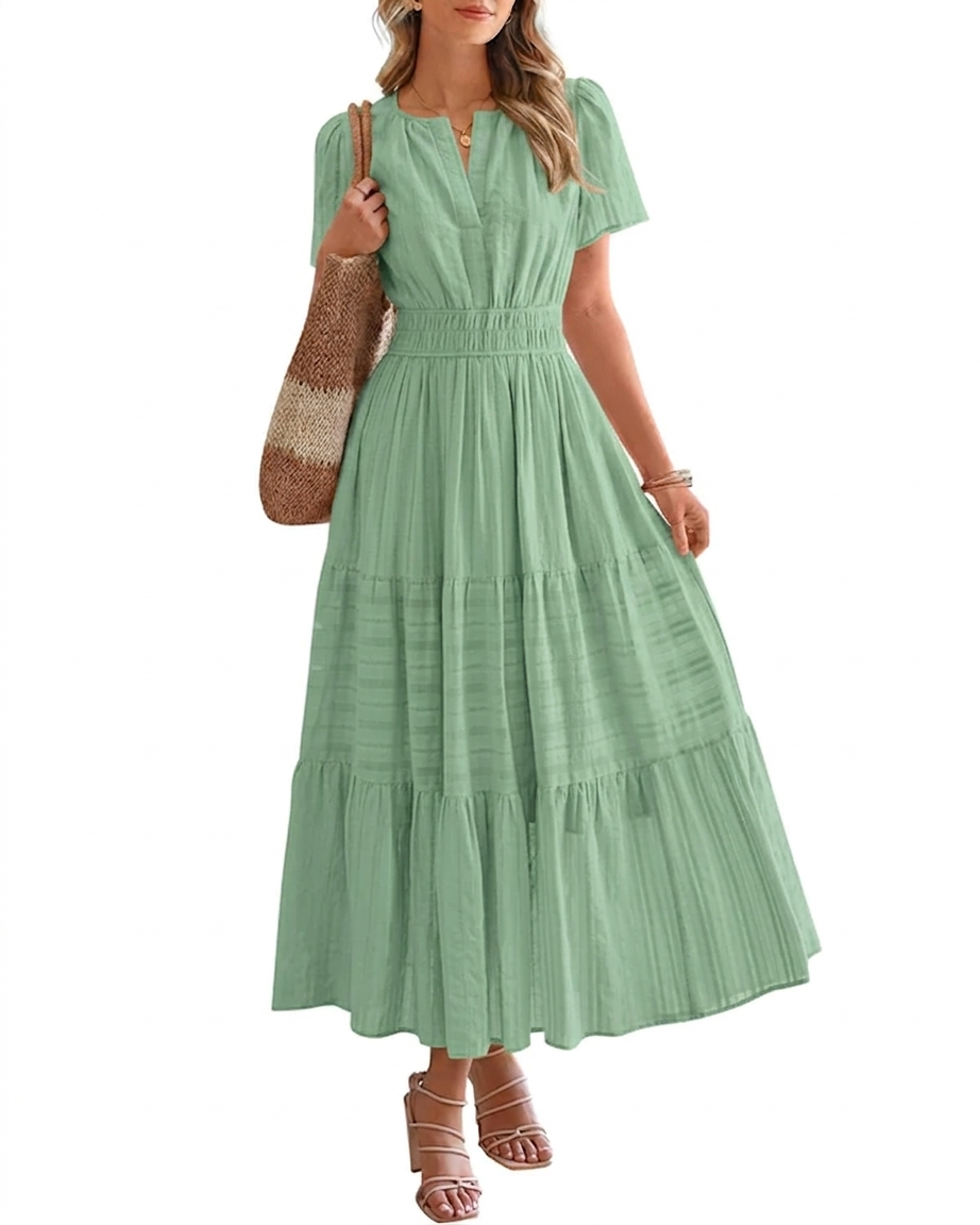 Elara | Boho A-Line Maxi Dress with V-Neck & Flowing Fit
