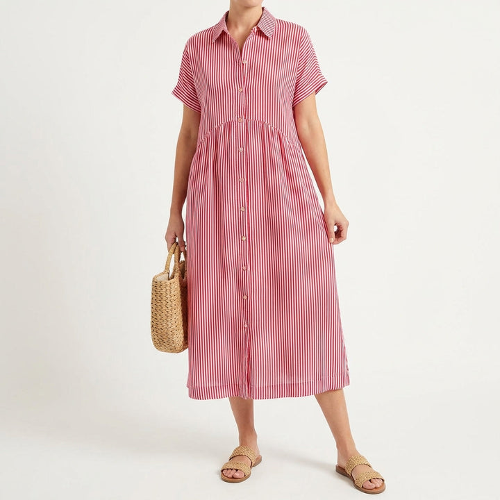 Gracia | Mujer Vestido Camisero Midi Rayas Casual