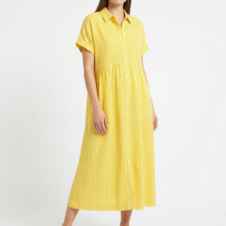 Gracia | Mujer Vestido Camisero Midi Rayas Casual