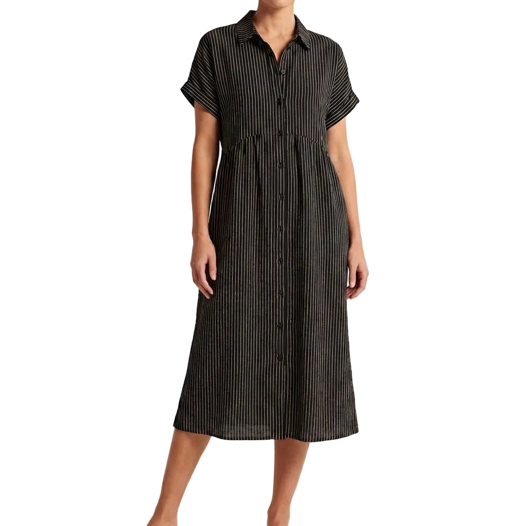 Gracia | Mujer Vestido Camisero Midi Rayas Casual