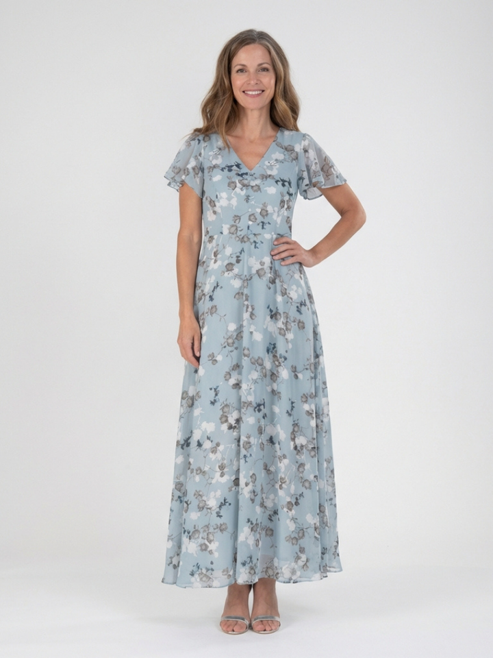 Isabelle | Robe maxi florale en chiffon