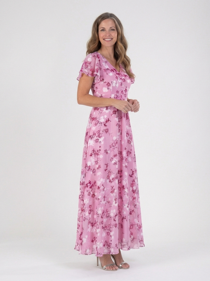 Nuria | Vestido Maxi de Chifón Floral
