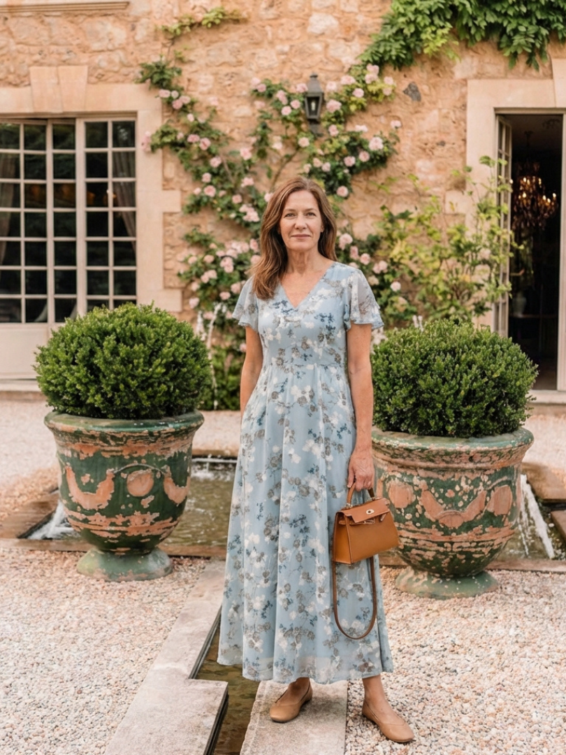 Isabelle | Robe maxi florale en chiffon