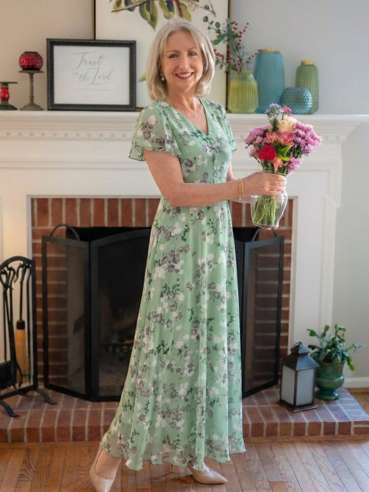 Isabelle | Robe maxi florale en chiffon
