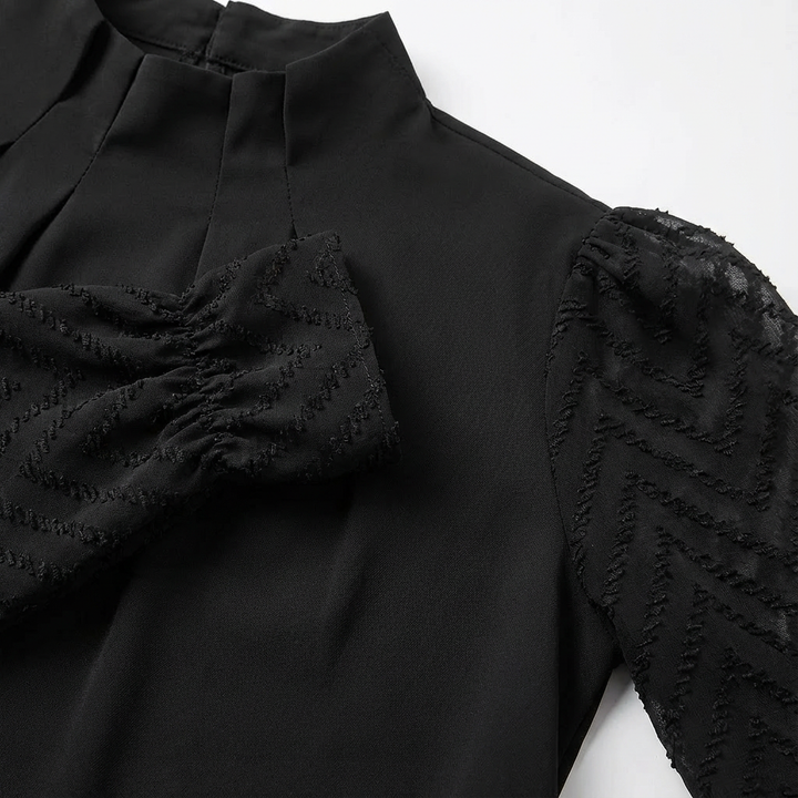 Lucia | Blusa Mujer Con Cuello Alto Fruncido Y Mangas De Encaje | Elegante