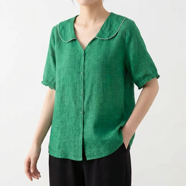 Lucía | Mujer Blusa Cuello Bebé Manga Corta