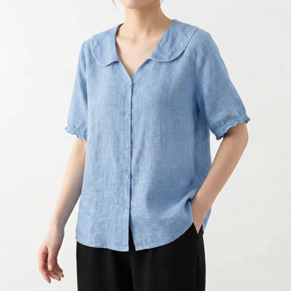Lucía | Mujer Blusa Cuello Bebé Manga Corta