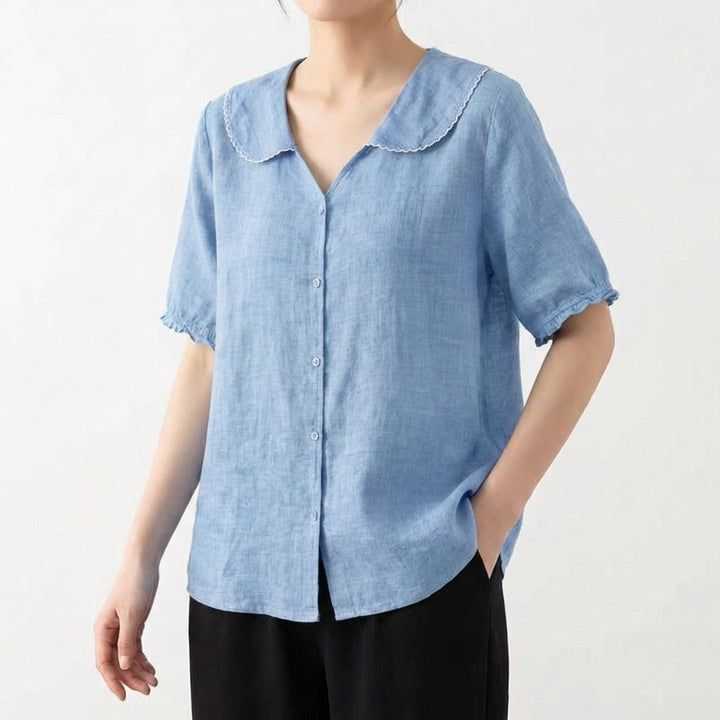 Lucía | Mujer Blusa Cuello Bebé Manga Corta
