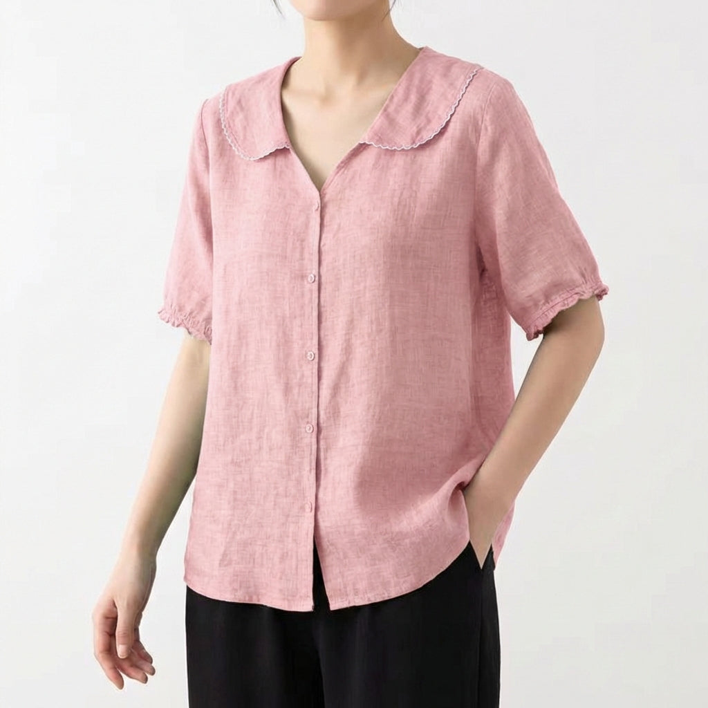 Lucía | Mujer Blusa Cuello Bebé Manga Corta