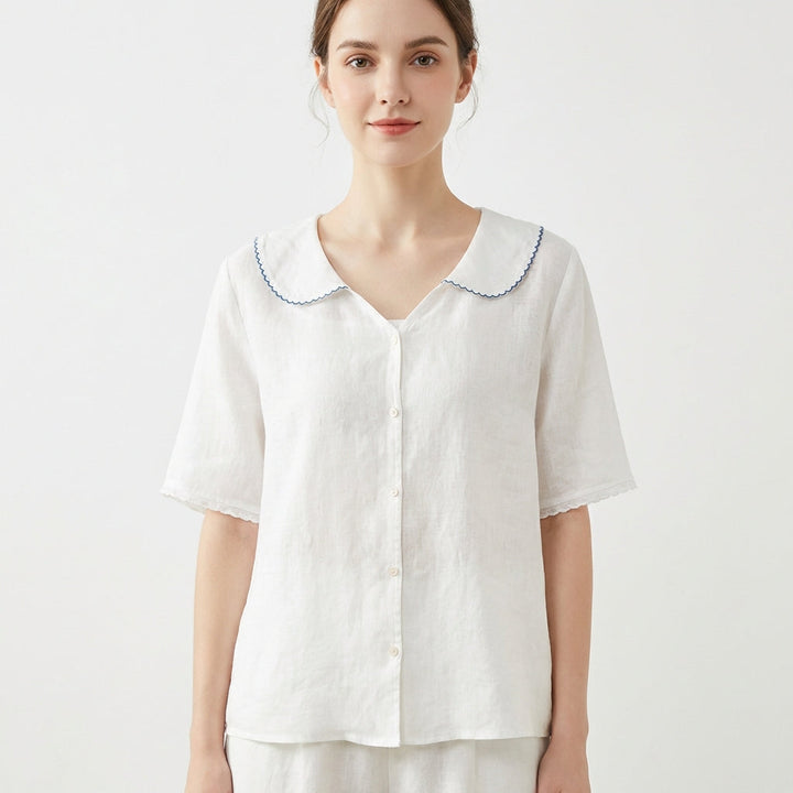 Lucía | Mujer Blusa Cuello Bebé Manga Corta