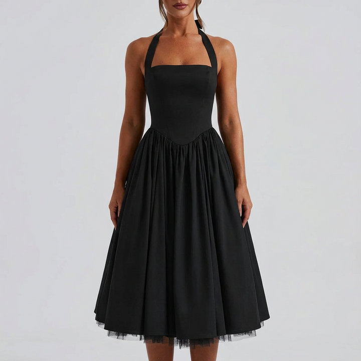 Lucia | Mujer Vestido Midi Con Escote Halter Y Falda De Tul | Romántico
