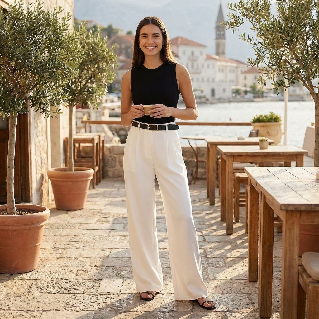 Lucia | Pantalón De Vestir Mujer Con Talle Alto Y Pernera Ancha | Elegante