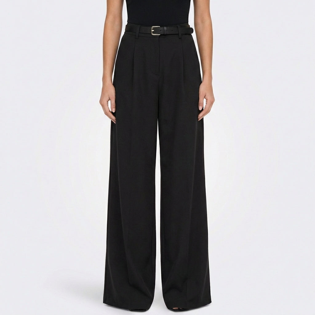 Lucia | Pantalón De Vestir Mujer Con Talle Alto Y Pernera Ancha | Elegante