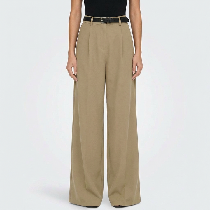 Lucia | Pantalón De Vestir Mujer Con Talle Alto Y Pernera Ancha | Elegante