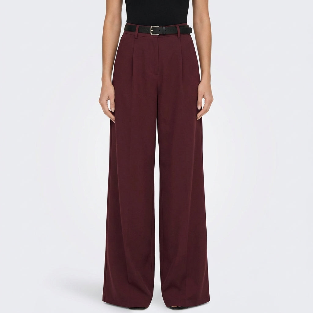 Lucia | Pantalón De Vestir Mujer Con Talle Alto Y Pernera Ancha | Elegante