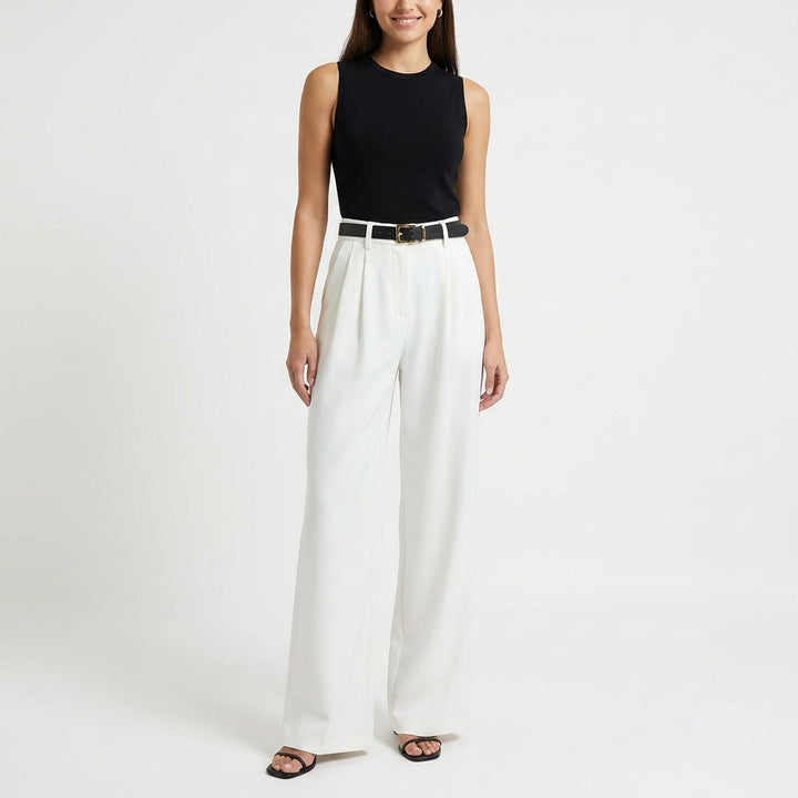 Lucia | Pantalón De Vestir Mujer Con Talle Alto Y Pernera Ancha | Elegante