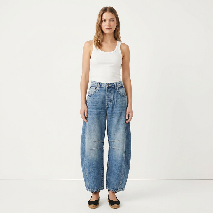 Lucia | Vaqueros Mujer Con Pernera Curva Y Costuras Decorativas | Moderno