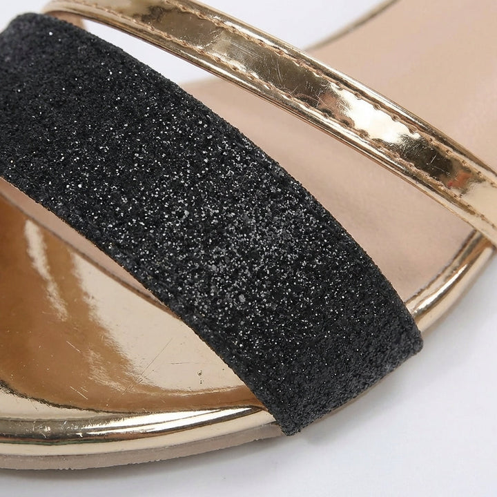 Lucinda | Mujer Sandalias Tacón Bajo Brillantes Tobillera