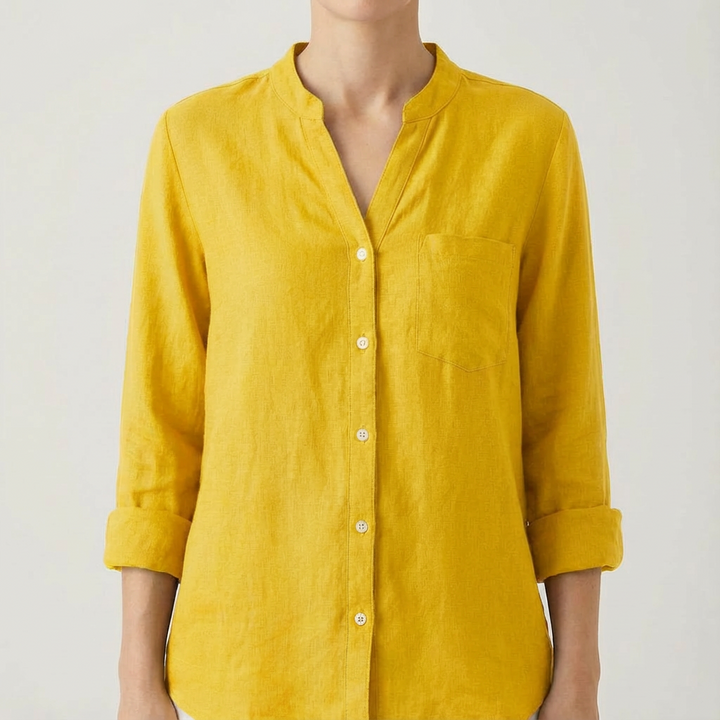 Luna | Blusa Mujer Con Cuello En V Y Mangas Enrolladas | Casual Chic