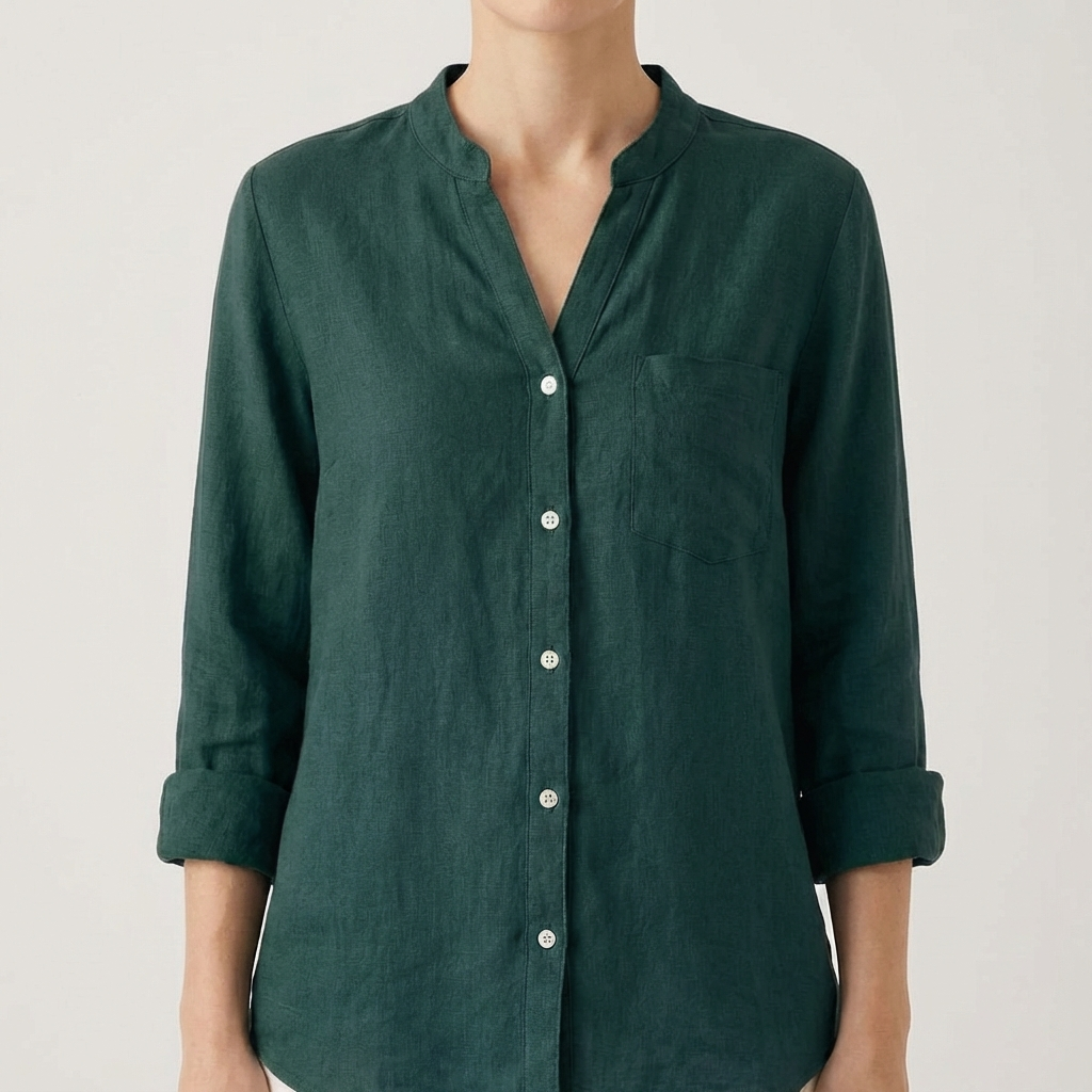 Luna | Blusa Mujer Con Cuello En V Y Mangas Enrolladas | Casual Chic