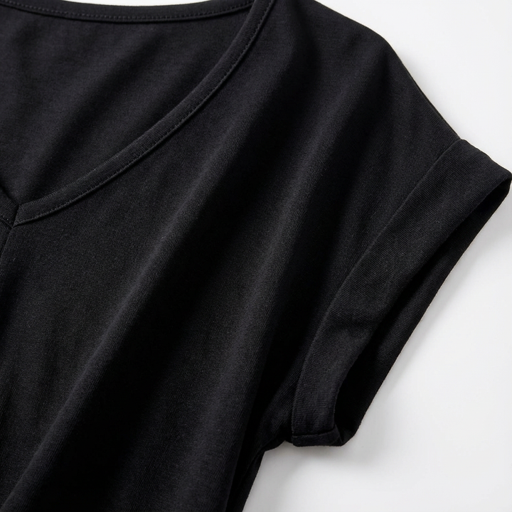 Luna | Camiseta Mujer Con Escote En V Y Manga Caída | Casual