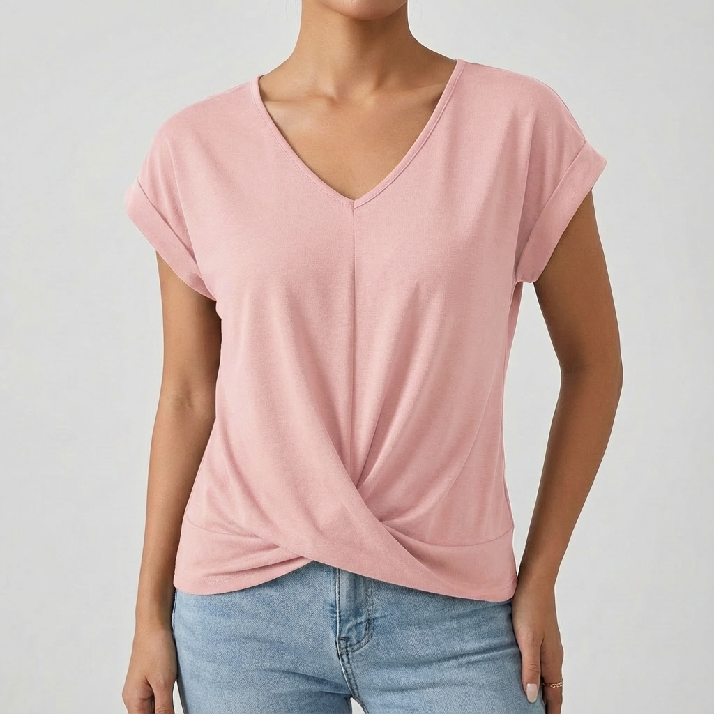 Luna | Camiseta Mujer Con Escote En V Y Manga Caída | Casual