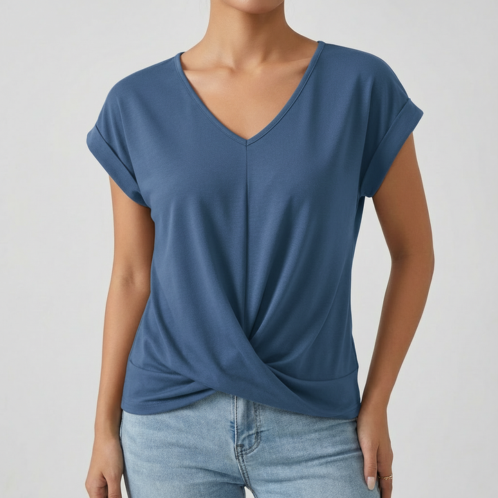 Luna | Camiseta Mujer Con Escote En V Y Manga Caída | Casual