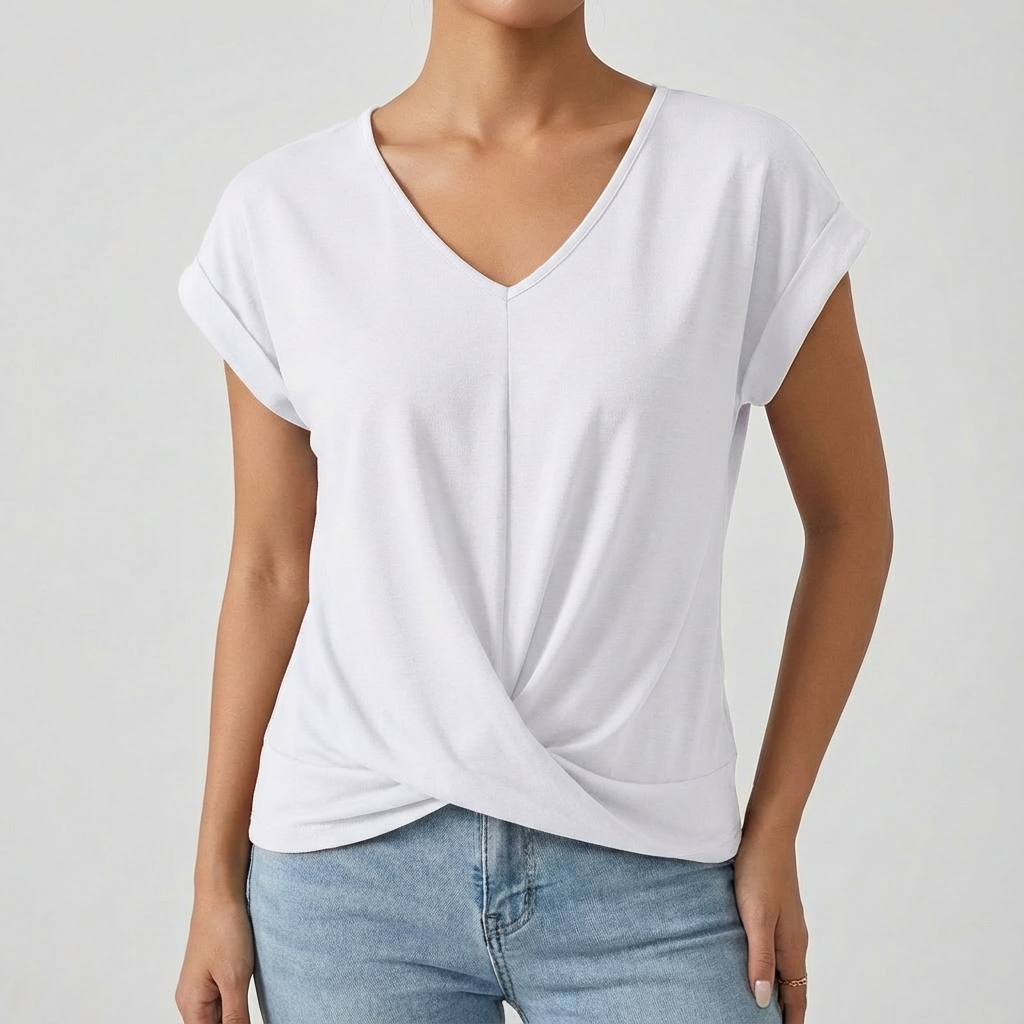 Luna | Camiseta Mujer Con Escote En V Y Manga Caída | Casual