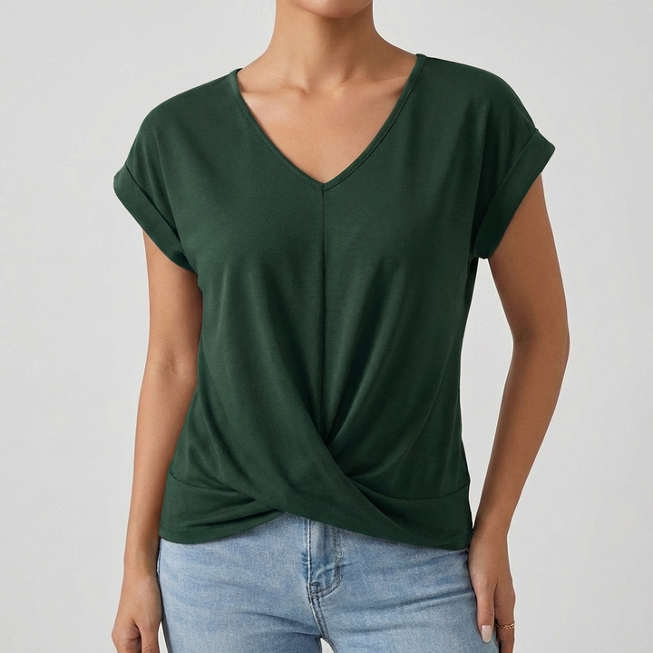 Luna | Camiseta Mujer Con Escote En V Y Manga Caída | Casual
