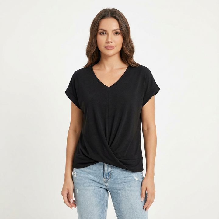 Luna | Camiseta Mujer Con Escote En V Y Manga Caída | Casual