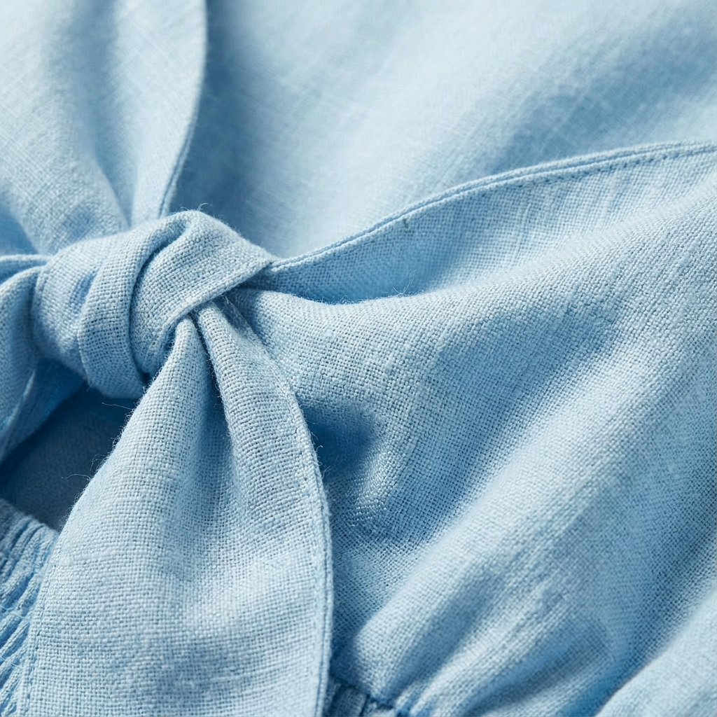 Luna | Mujer Azul claro Vestido Midi Con Mangas Abullonadas Y Cintura Fruncida | Romántico