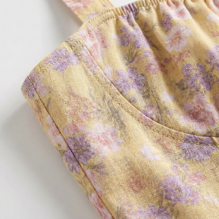 Luna | Mujer Vestido Midi Con Tirantes Finos Y Estampado Floral | Romántico