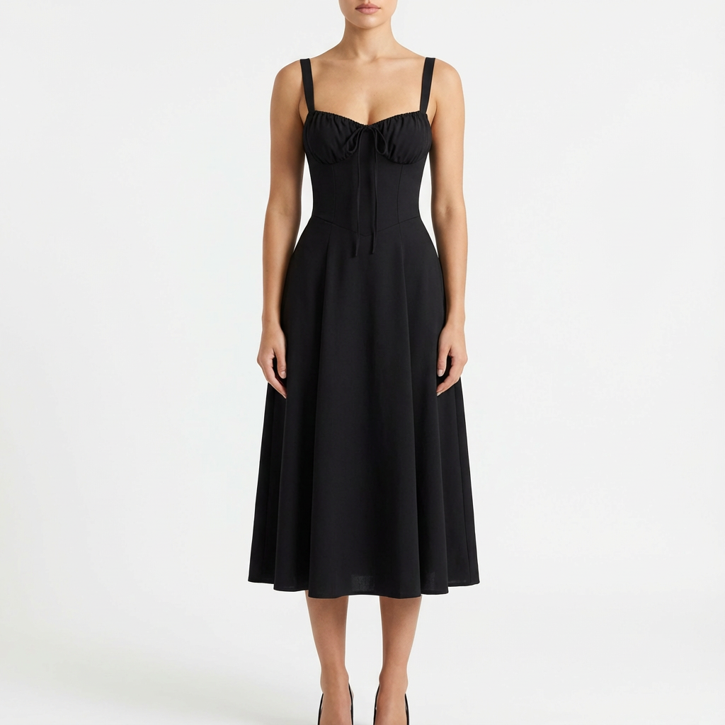 Luna | Mujer Vestido Midi Con Tirantes Finos Y Estampado Floral | Romántico
