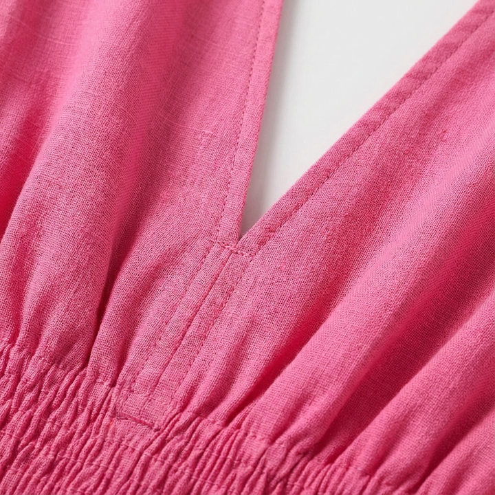 Luna | Mujer Vestido Mini Con Mangas Abullonadas Y Escote En V | Romántico