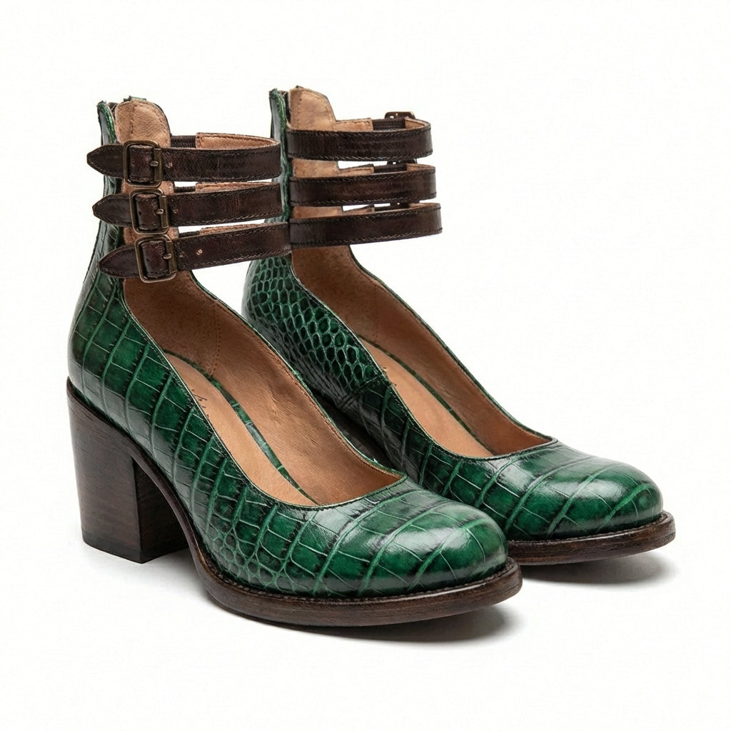 Marisol | Mujer Zapatos Tacón Ancho con Hebillas