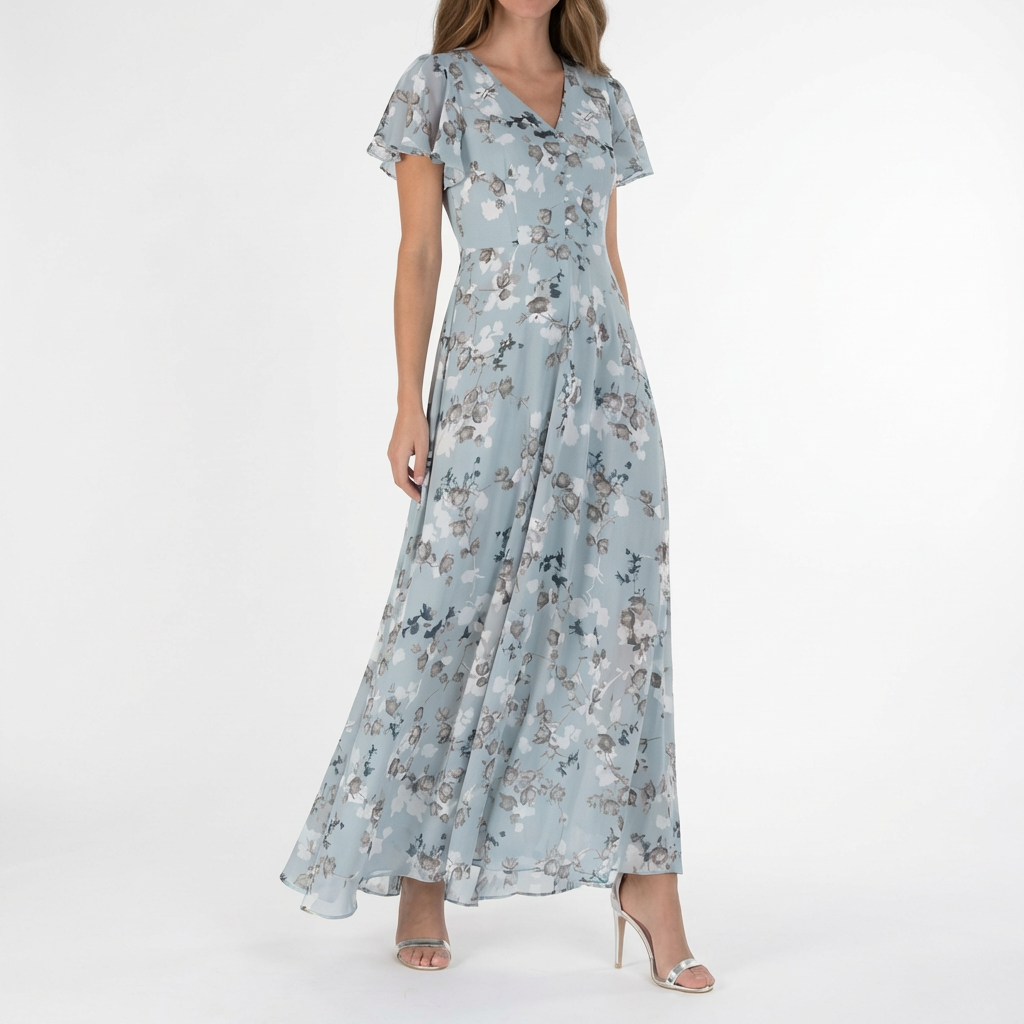 Marisol | Vestido Largo Floral con Volantes Mujer