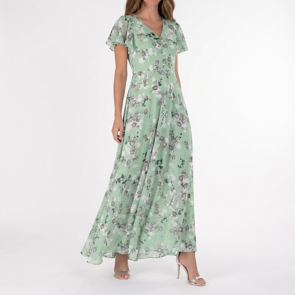 Marisol | Vestido Largo Floral con Volantes Mujer
