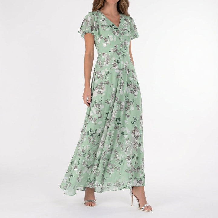 Marisol | Vestido Largo Floral con Volantes Mujer